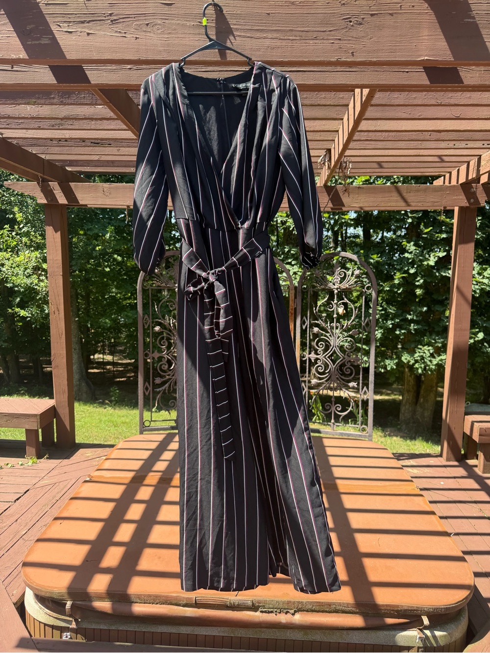 Lane Bryant Wide Leg Striped Belted Jumpsuit- Size 14
